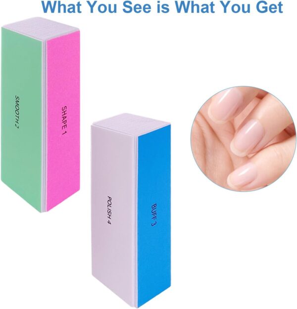 4 Way Nail Buffer Block (6 pcs), Nail Shine Buffers Blocks Files for Natural and Acrylic Nails Smoother Buffing Block Polisher Fingernail File Buffer 120/240/600/3000 Grit for Buffing Shinning - Image 2