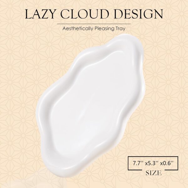 Ceramic Jewelry Tray Trinket Dish, Decorative Cloud Vanity Key Tray for Women, Ring Holder Dish, Cute Jewelry Plate Bowl Room Decor Aesthetic, White, Medium - Image 2