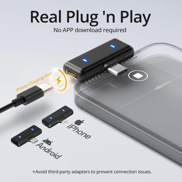 WNH Wireless Lavalier Microphone for iPhone/Android (2TX+2RX), 48khz 2 Pickups, 70Hrs Battery, Noise Cancellation, Magnetic Clip iPhone Microphone for Video Recording Vlogging Streaming - Image 5