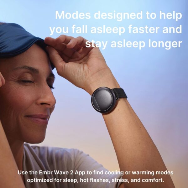 Embr Wave Cooling Bracelet - Warming Bracelet - Personalized Thermal Relief - Manage Hot Flashes, Night Sweats, Sleep, Tension - FSA HSA Eligible - Clinically Proven - Rechargeable - Black - Image 9