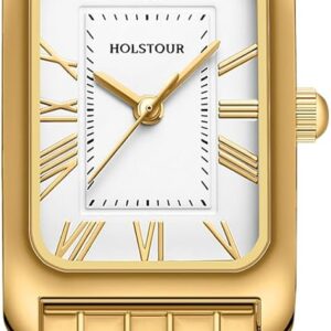 Watches for Women Vintage Bracelet Roman Dial Rectangular Case Gold Watch Waterproof with Tools