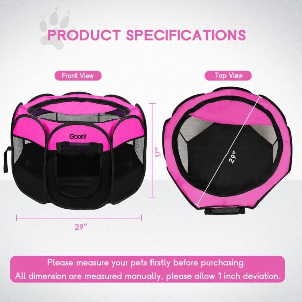 Pet Cat Playpen for Indoor Cats Enclosed, Portable Foldable Dog Playpen Outdoor Tent Crate Cage with Zipper Top Cover Door for Kitten Puppy Outside Rv Car Camper (Small Size, Pink) - Image 9