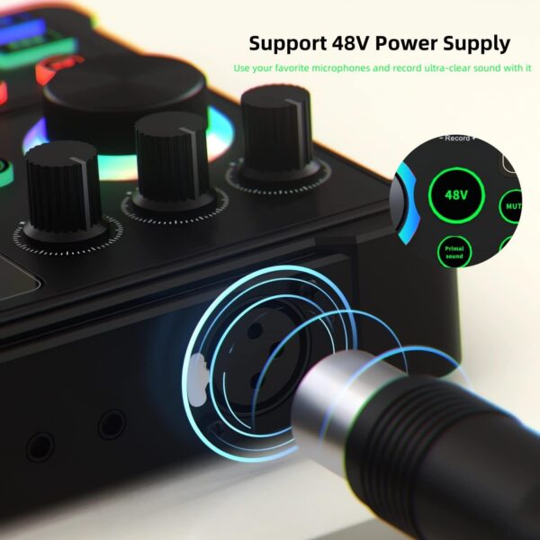 Podcast Equipment Bundle, 48V XLR Podcast Microphone Bundle, Voice Changer with Adjustable Mic Stand, Studio Condenser Microphone for Smartphone, PC, DJ, Video Recording, Streaming, Gaming and Singing - Image 5