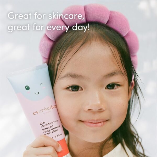 Happy Morning DUO Kids Spa Headband for Girls: Clean & Vegan Skin Care Bundle | Cloud Face Wash + SPF 20 Mineral Face Cream | Non-Toxic | Easy-to-Use Skincare - Image 4