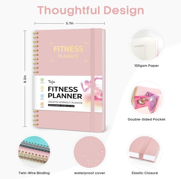 Fitness Workout Journal for Women & Men, A5(5.5" x 8.2") Workout Log Book Planner for Tracking, Progress, and Achieving Your Wellness Goals-Pink - Image 6
