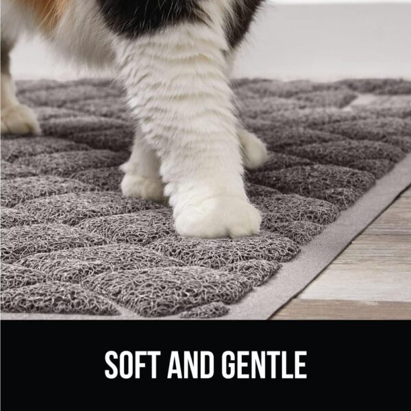 GORILLA GRIP Cat Litter Box Mat, Water Resistant Kitty Litter Trapping Mat, Textured Backing, Easy to Clean, Less Waste and Clean Floors, Kitten Supplies for Indoor Cats, Soft on Paws, 24x17 Gray - Image 8