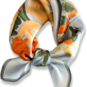 PoeticEHome 100% Mulberry Silk Neck Scarf 21"x21" Small Square Scarfs for Women Gift Packed