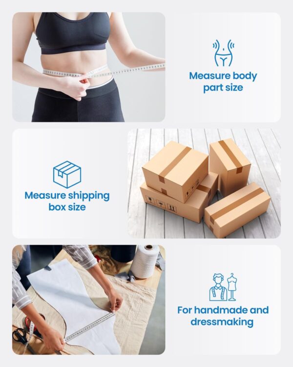 RENPHO Body Measuring Tape, Smart Tape Measure for Weight Loss, Bluetooth Fitness Equipment with App, Measuring Waist, Hip, Bust, Arms, Muscle Gain, Retractable, 60in /150cm, White - Image 8