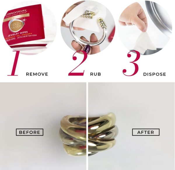 CONNOISSEURS Premium Edition Compact Jewelry Wipes No Rinse Gold and Silver Jewelry Cleaner, Polish and Remove Tarnish to Restore Brilliance, Dry Disposable Wipes, Diamond Dazzle Stik - Image 5