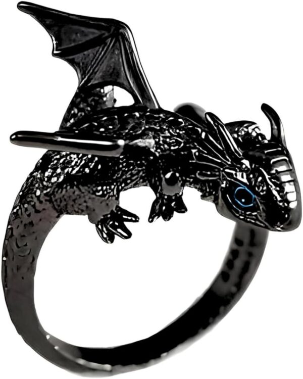Whimsical Silver Flying Dragon Ring - Unique Animal Shape Design, Adjustable Index Finger Ring for Men or Women, Cute Personality Statement Jewelry, Niche Fashion Accessory - Image 2
