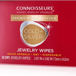 CONNOISSEURS Premium Edition Compact Jewelry Wipes No Rinse Gold and Silver Jewelry Cleaner, Polish and Remove Tarnish to Restore Brilliance, Dry Disposable Wipes, Diamond Dazzle Stik