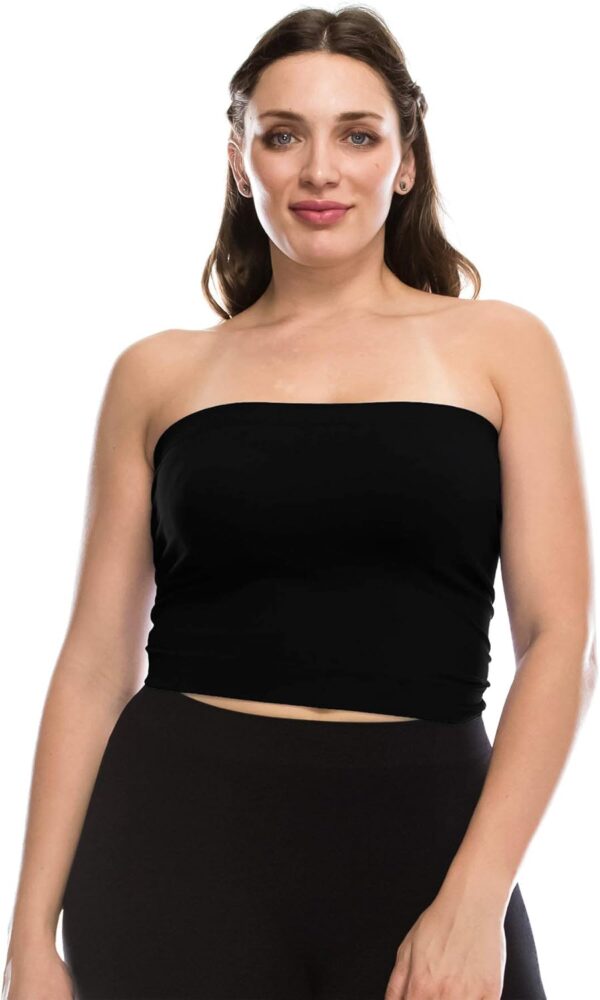 Kurve Women's Plus Size Bandeau - Basic Strapless Seamless Stretchy Tube Top, UV Protective Fabric UPF 50+ (Made in USA)