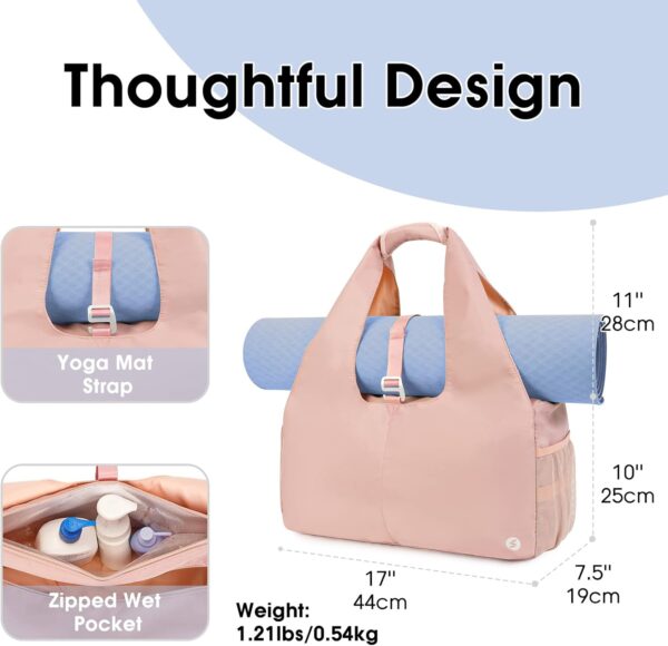 sportsnew Yoga Gym Bags for Women with Shoes Compartment & Wet Dry Storage Pockets & Adjustable Yoga Mat Holder, Patent Pending - Image 2