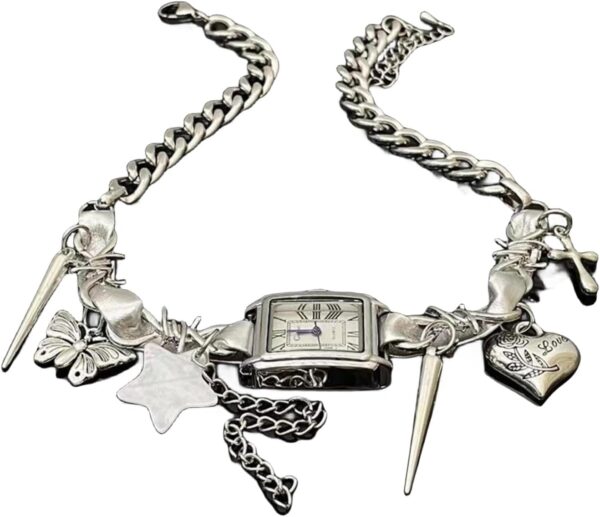 Personality Wind Watch Necklace Neck Chain Spicy Women Design Niche Star Rivets Retro Punk Choker.