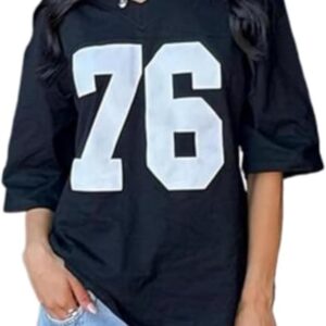 Oversized Jersey Women Summer Tops 2024 Grunge Graphic Tees Y2k Streetwear Short Sleeve Shirts