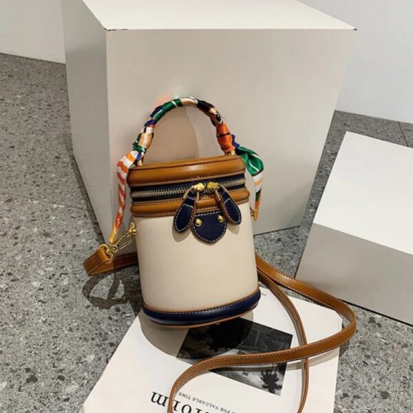 Colorblock Bucket Bag for Women,2025 New Summer Niche Design Cylinder Bag, Fashion Versatile Crossbody - Image 4