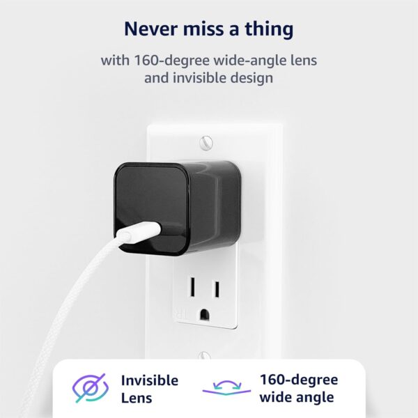 WiFi Smart Camera Charger - Remote View - 2.4G/5G WiFi - Premium HD 1080P - Best Mini Camera for Pets Nanny - Real Time Monitoring - Wide-Angle 160° - iOS Android - Image 2