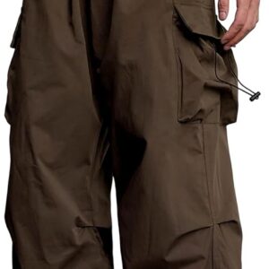 ZAFUL Flat Pocket Parachute Pants for Men Casual Baggy Cargo Pants Unisex Street Y2K Pants Drawstring Trouser