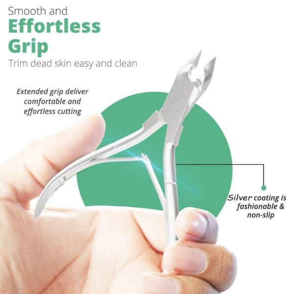 Professional Cuticle Trimmer Nail Cuticle Cutter Stainless Steel Cuticle Nippers with Sharp Blades of Cuticle Remover Clippers Manicure Tools Double Spring for Nail Care Pedicure Nail Tools (Silver) - Image 6
