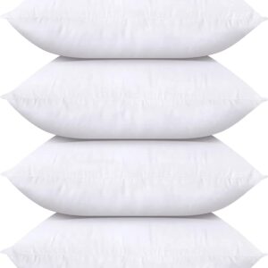 Utopia Bedding Throw Pillows (Set of 4, White), 18 x 18 Inches Pillows for Sofa, Bed and Couch Decorative Stuffer Pillow
