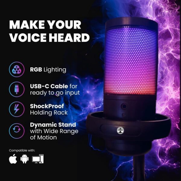 Live Streaming Kit- Perfect for Streaming Video Games on Twitch, YouTube, Podcasts and Working from Home. includes 1920x1080p Webcam, Professional USB Microphone, and One LED Multi-Color Light - Image 4