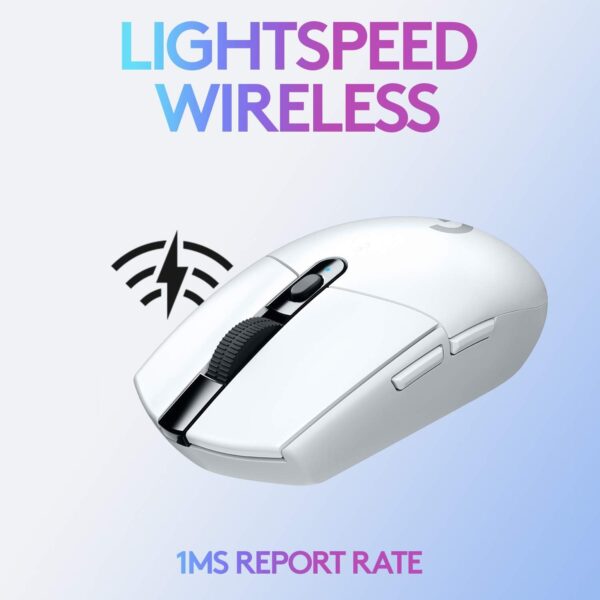 Logitech G305 LIGHTSPEED Wireless Gaming Mouse, Hero 12K Sensor, 12,000 DPI, Lightweight, 6 Programmable Buttons, 250h Battery Life, On-Board Memory, PC/Mac - White - Image 3