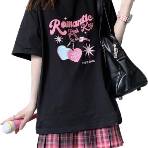 Harajuku Kawaii Short Sleeved T-Shirt Cute cat Print Women's Y2k Niche Trend Design Cartoon Spicy Girl Loose top
