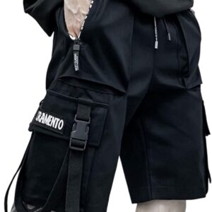 XYXIONGMAO Men's Joggers Techwear Black Hip Hop Cargo Shorts Streetwear Sweatpants Cargo Pants for Men