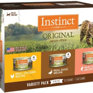 Instinct Original Grain Free Recipe Variety Pack Natural Wet Canned Cat Food by Nature's Variety, 3 Ounce (Pack of 12)