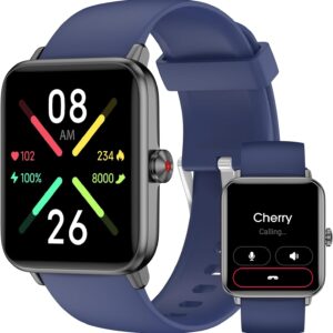 Smart Watch (Answer/Make Call) for Women Men, Fitness Tracker with Heart Rate, Blood Oxygen, Sleep Tracker, IP68 Waterproof Fitness Watch Step Calorie Counter Pedometer Compatible iPhone & Android