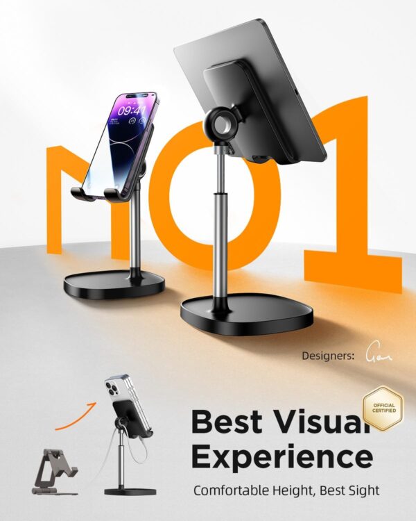 LISEN Cell Phone Stand Adjustable for iPhone Phone Holder for Desk, Office Desk Accessories Computer PC for iPhone Stand Gaming Essentials Fit Otterbox Case Phones Switch Kindle iPad Air Tablet 4-10in - Image 2