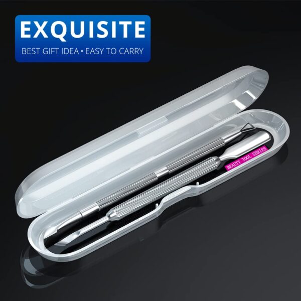 2PCS Metal Silver Cuticle Pusher and Cutter Remover Salon Quality Stainless Steel Gel Nail Polish Peeler Scraper Durable Professional Manicure Pedicure Cleaner Tool For Fingernail and Toenail - Image 4