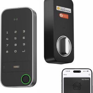 X1 Apple Home Key Tap to Unlock, Smart Keyless Entry Door Lock with Fingerprint, Touch Keypad Deadbolt Lock Works with HomeKit Over Thread (Border Router), IP65 Weatherproof, Gray