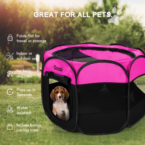 Pet Cat Playpen for Indoor Cats Enclosed, Portable Foldable Dog Playpen Outdoor Tent Crate Cage with Zipper Top Cover Door for Kitten Puppy Outside Rv Car Camper (Small Size, Pink) - Image 3