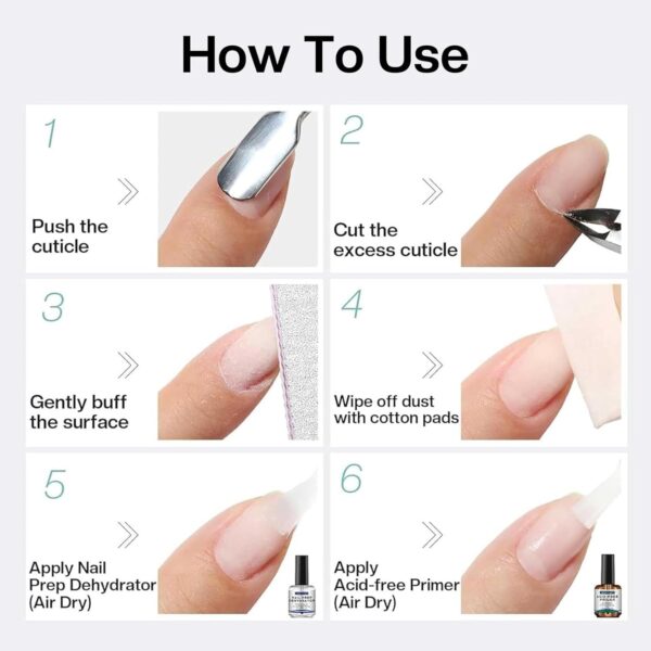 Morovan Professional Natural Nail Prep Dehydrate and Acid-Free Primer, Dehydrator for Acrylic and Gel Nail Polish, Non Acid Primer for UV Gels Fast Dry Superior Bonding Agent Gift Box Set - Image 7