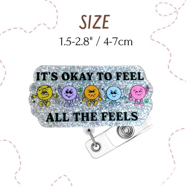 4PC Mental Health Matters Badge Reel Awareness Social Work Worker Medical Nurse Badges Clip Holder Retractable Funny Cute It’s Okay to Feel All Feels You Matter Green Heart Neuro Gifts Accessories - Image 3