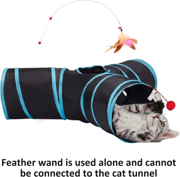 Tempcore Pet Cat Tunnel Tube Cat Toys 3 Way Collapsible, Tunnels for Indoor Cats，Kitty Bored Peek Hole Toy Ball Cat, Puppy, Kitty, Kitten, Rabbit - Image 2