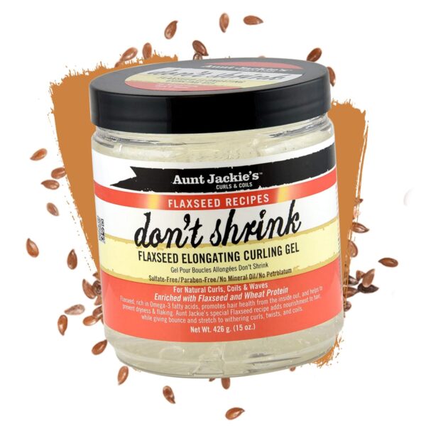 Aunt Jackie's Flaxseed Recipes Don't Shrink Elongating Hair Curling Gel for Natural Curls, Coils and Waves, Helps Prevent Dryness and Flaking, 15 oz - Image 2