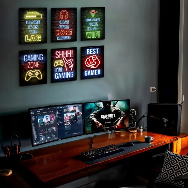 12Pcs Neon Gaming Posters for Teen Boys Room & Gaming Room Decor - 8x10 Inch Vibrant Gamer Wall Art Prints | No Frame Included | Cool Gifts for Gamers - Image 7