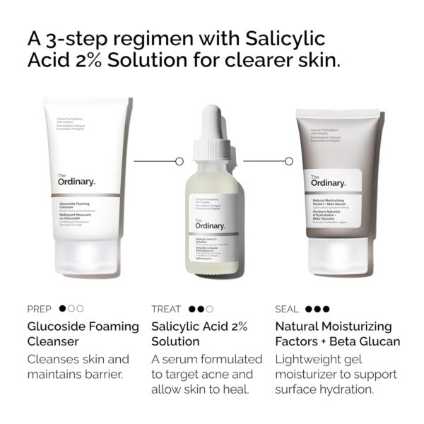 The Acne Set, 3-Step Skin Regimen with Glucoside Foaming Cleanser, Salicylic Acid 2% Solution, and Natural Moisturizing Factors + Beta Glucan | Skin Care Set - Image 2