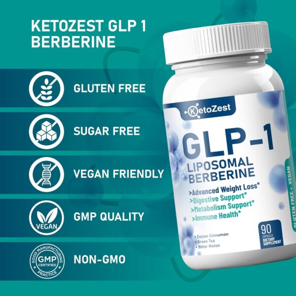 GLP-1 Weight Loss Support Supplement - 15-in-1 GLP1 Booster for Suport Weight Management Appetite Suppressant Fat Burn for Women Men - with Liposomal Berberine HCl Bitter Melon Citrus - Image 6