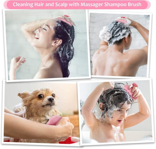 Soft Silicone Hair Scalp Massager Shampoo Brush for Wet Dry Oily Curly Straight Thick Thin Rough Long Short Natural Men Women Kids Pets Hair Care Tools（Pink - Image 3