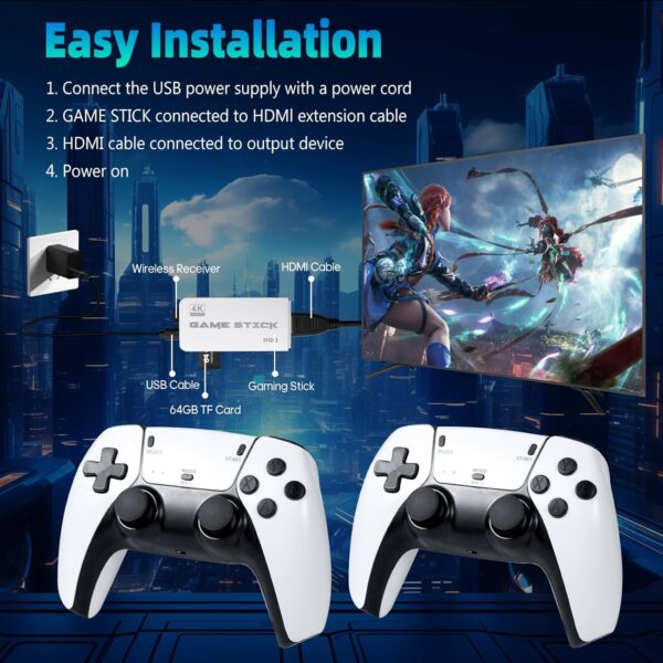 2025 Retro Gaming Console Pro, Retro Game Stick with 4K HDMI, Classic Video Games with 20,000+ Games and 23 Emulators, Upgraded Dual 2.4G Wireless Controllers 64GB - Image 5