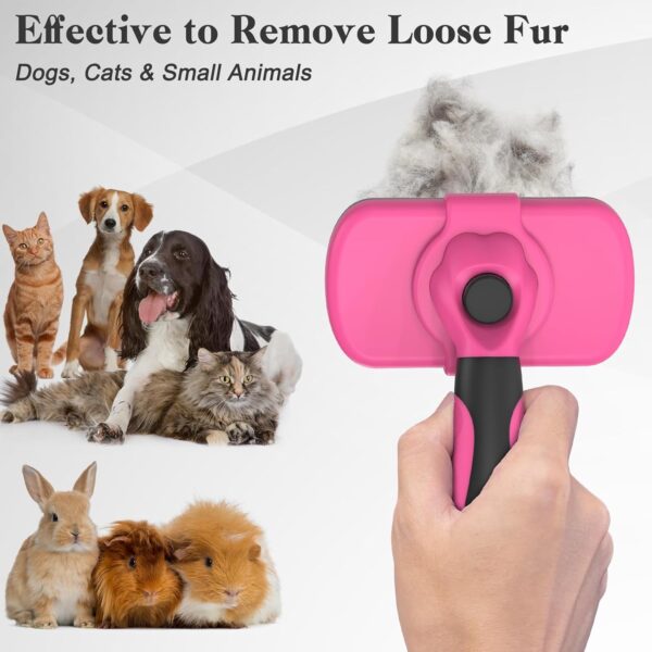 Swihauk Self Cleaning Slicker Brush for Dogs & Cats - Skin Friendly Grooming, Deshedding, Hair Removal for Puppies & Long/Short Haired Pets, Pet Supplies Accessory, Pink - Image 6