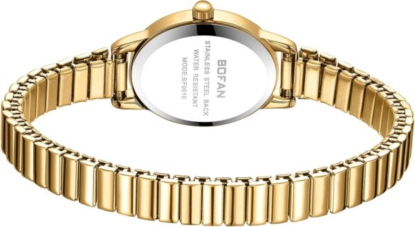 BOFAN Small Gold Watches for Women Easy Read Ladies Quartz Wrist Watch with Stainless Steel Expansion Band,Waterproof. - Image 3