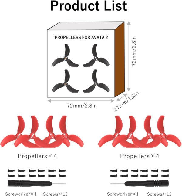 8Pcs Avata 2 Propellers Replacement Prop Blades 3032S Low Noise Wings for DJI Avata 2 Drone Accessories Red Tips - Image 6