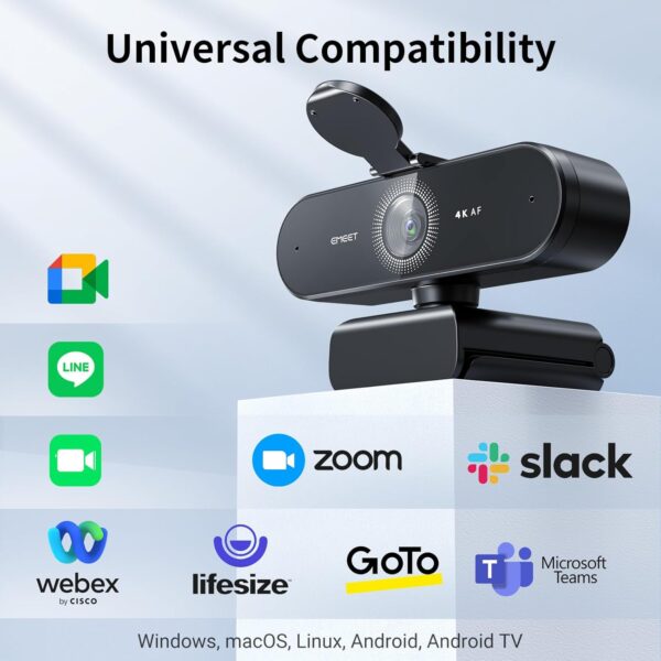 EMEET NOVA 4K Webcam for PC - Ultra 4K HD, PDAF Autofocus, Dual Noise-Cancelling Mics, 73° FOV, Auto Light Correction, USB-A, Privacy Cover, Ideal for High-End Business Meetings&Live Streaming - Image 9