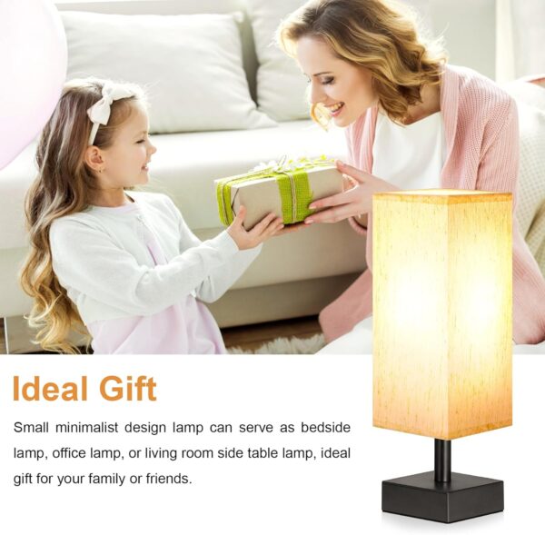 Small Table Lamp for Bedroom - Bedside Lamps for Nightstand, Minimalist Night Stand Light Lamp with Square Fabric Shade, Desk Reading Lamp for Kids Room Living Room Office Dorm - Image 5