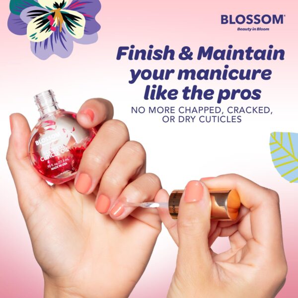 Blossom Cuticle Oil for Nails, Hydrating, Moisturizing, Scented Nail Oil Cuticle Care, Infused with Real Flowers, Made in USA, 0.5 fl. oz, Rose - Image 5