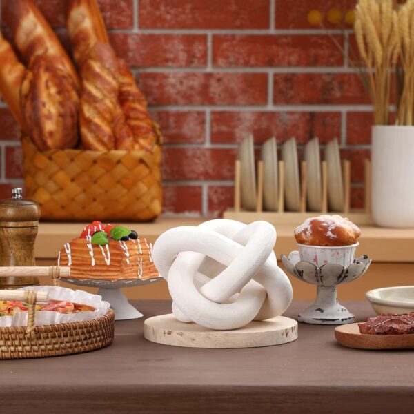 Yalikop 3 Link Wood Knot Decor - Hand Carved Coffee Table Decoration, Boho Chain Link Decor, Modern Shelf, Rustic Objects for Home Living Room Bedroom(White) - Image 6